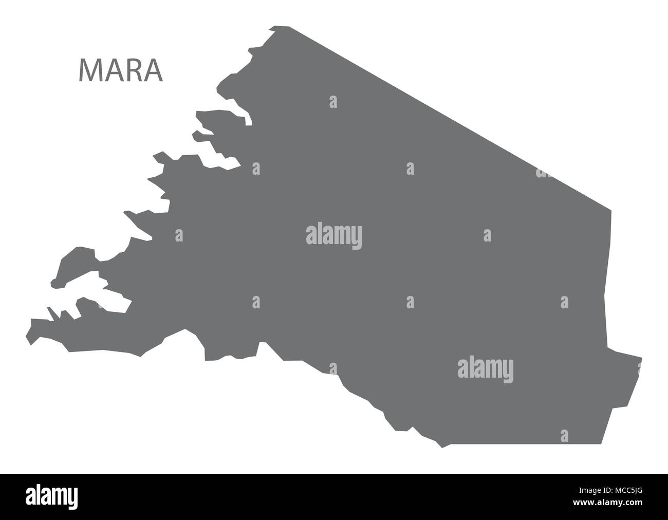 Mara mappa della Tanzania grigio forma illustrazione Illustrazione Vettoriale