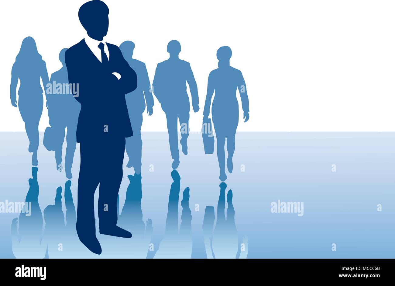 Presentazione aziendale sfondo per le diapositive con sagome di un gruppo di uomini e donne con una copia dello spazio per la tua scrittura mostra il successo Illustrazione Vettoriale