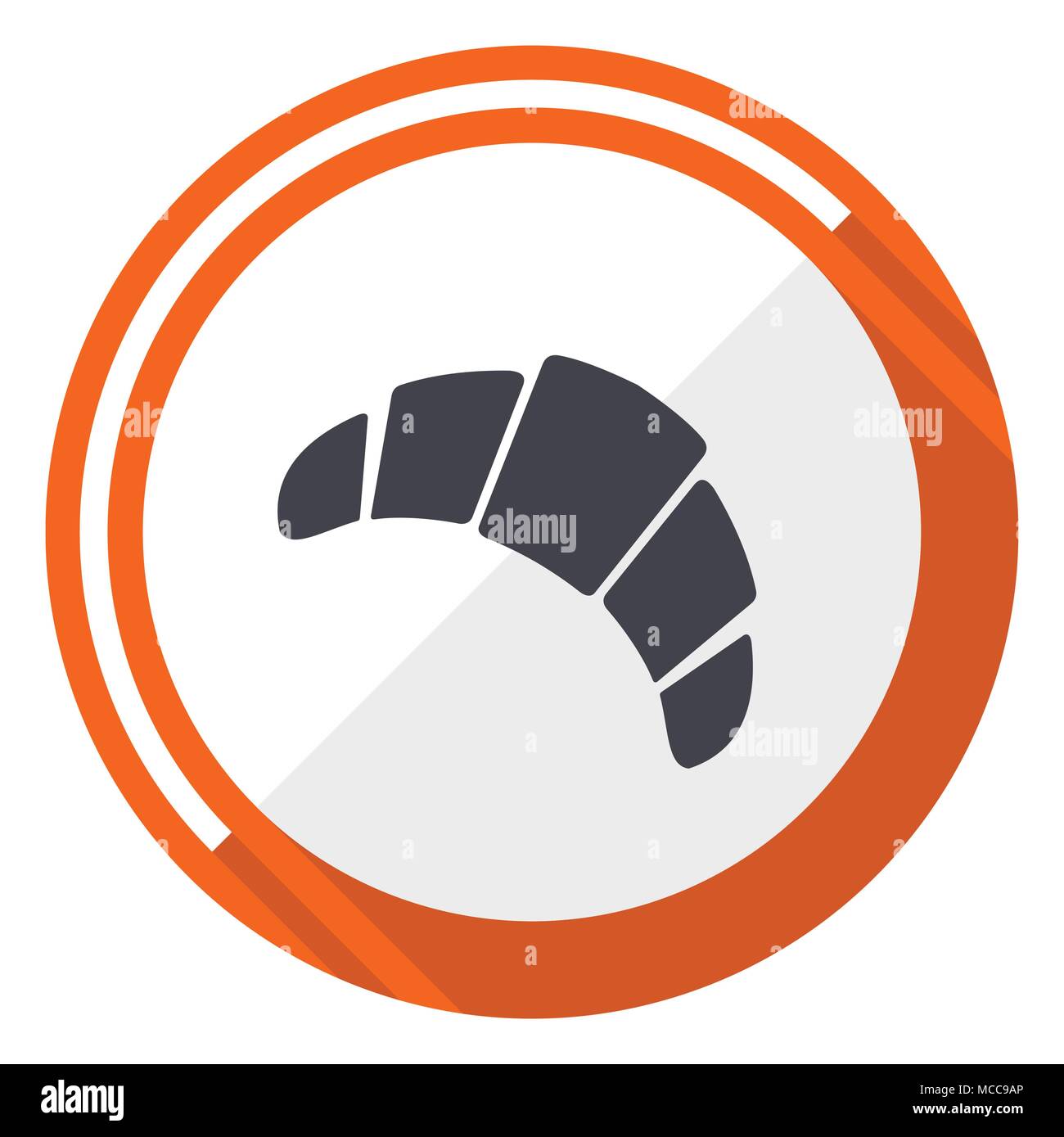 Croissant design piatto rotondo arancione icona vettoriale in formato eps 10 Illustrazione Vettoriale