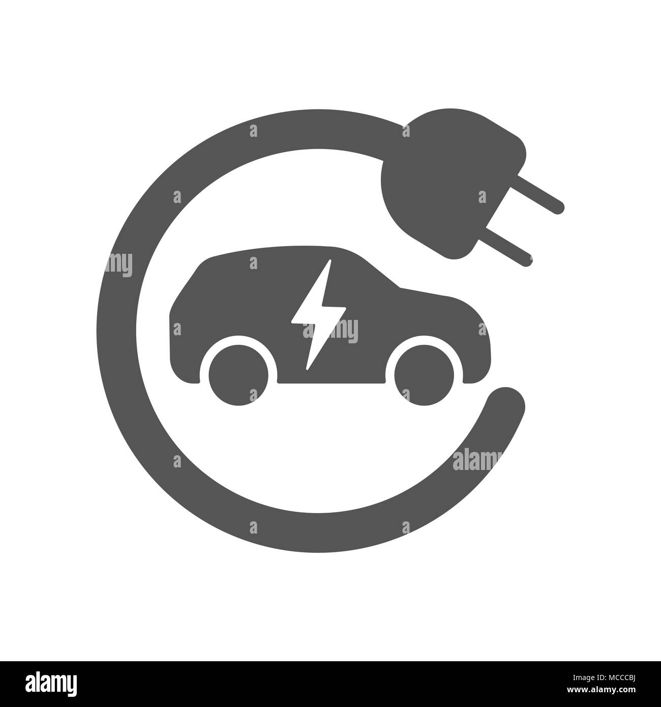 Auto elettrica in icona di ricarica, il vettore. Il rifornimento di carburante elettrica. Eco di trasporto. Illustrazione Vettoriale