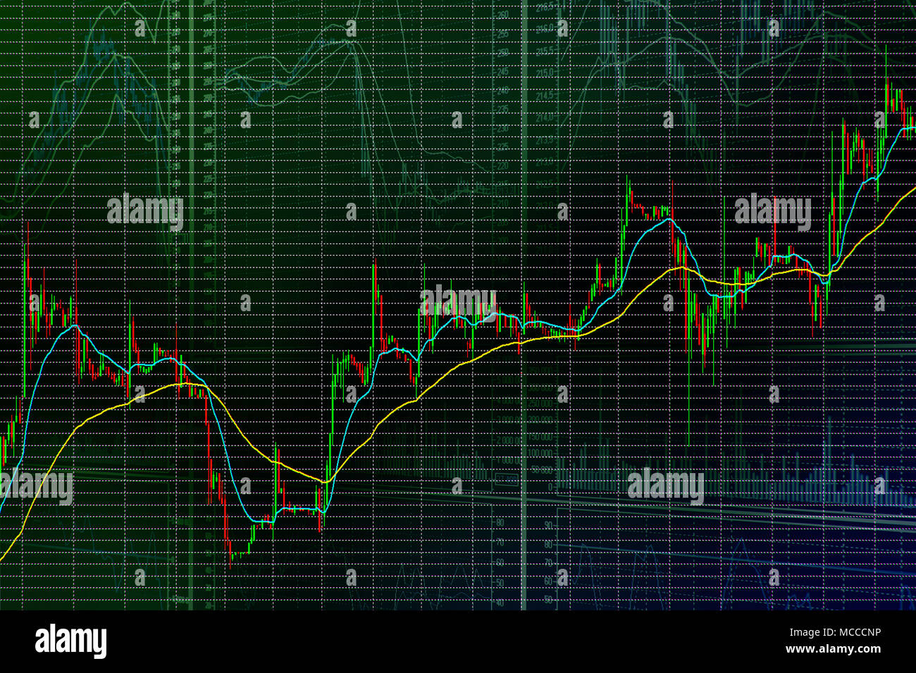 Il mercato azionario candela grafico a barre. Tendenza verso l'alto. Abstract borsa composizione a tema Foto Stock