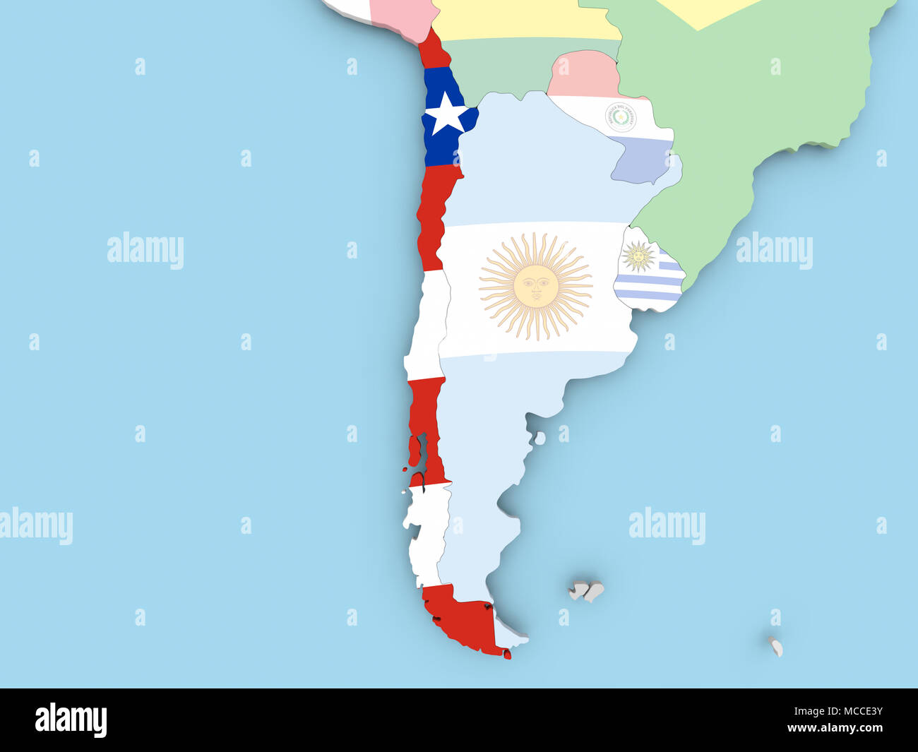 Il Cile con embedded bandiera. 3D'illustrazione. Foto Stock