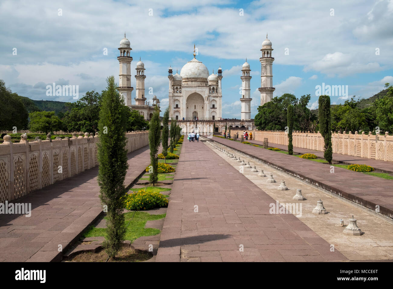 Il Baby Taj Mahal (Bibi Ka Maqbara) Mughal mausoleo costruito dall'imperatore Mughal Aurangzeb, ad Aurangabad, Maharashtra, India Foto Stock