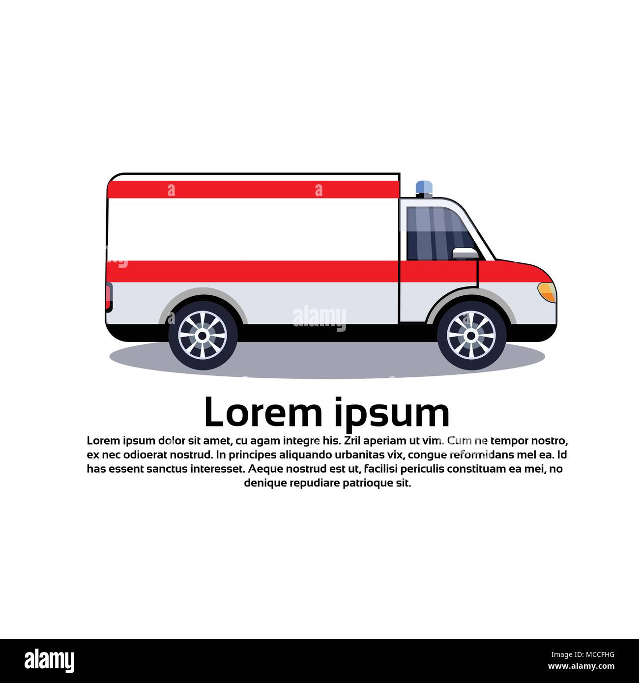 Ambulanza auto di emergenza medica icona veicolo isolato su sfondo bianco con spazio di copia Illustrazione Vettoriale