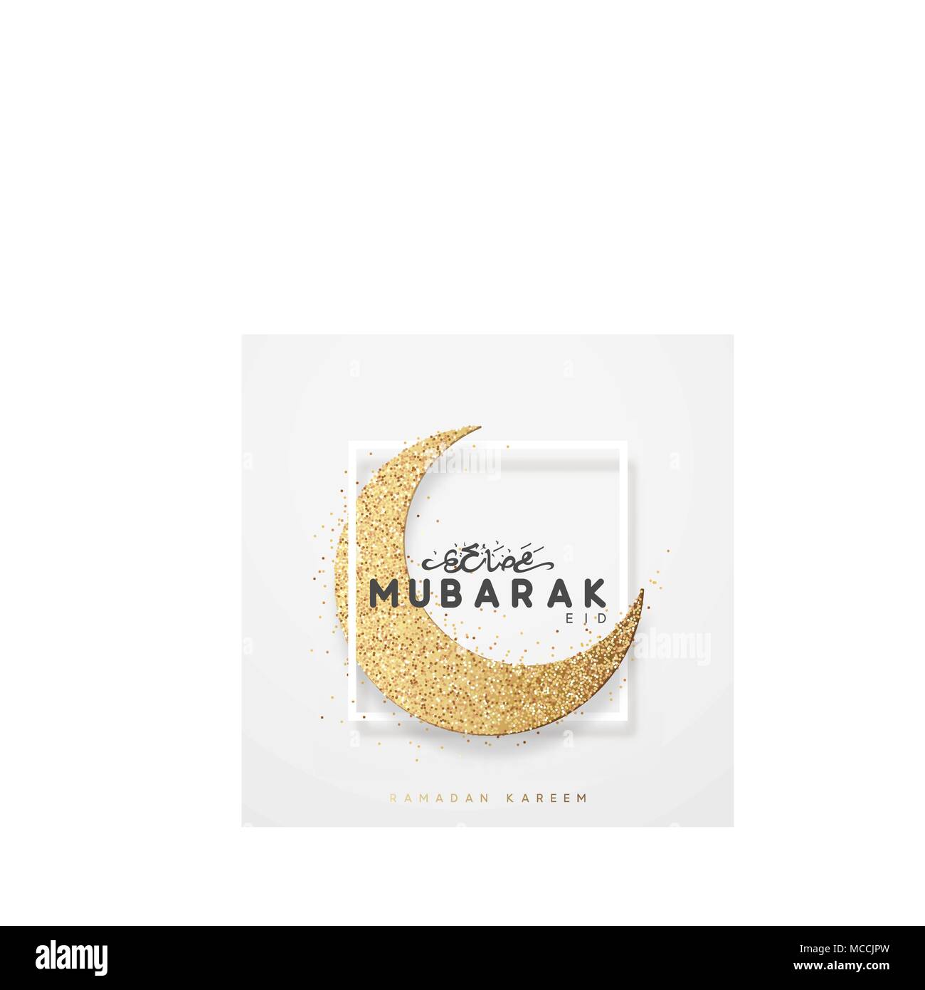 Eid mubarak biglietto di auguri con la calligrafia Araba Ramadan Kareem. Sfondo islamico la metà di un mese. Illustrazione Vettoriale