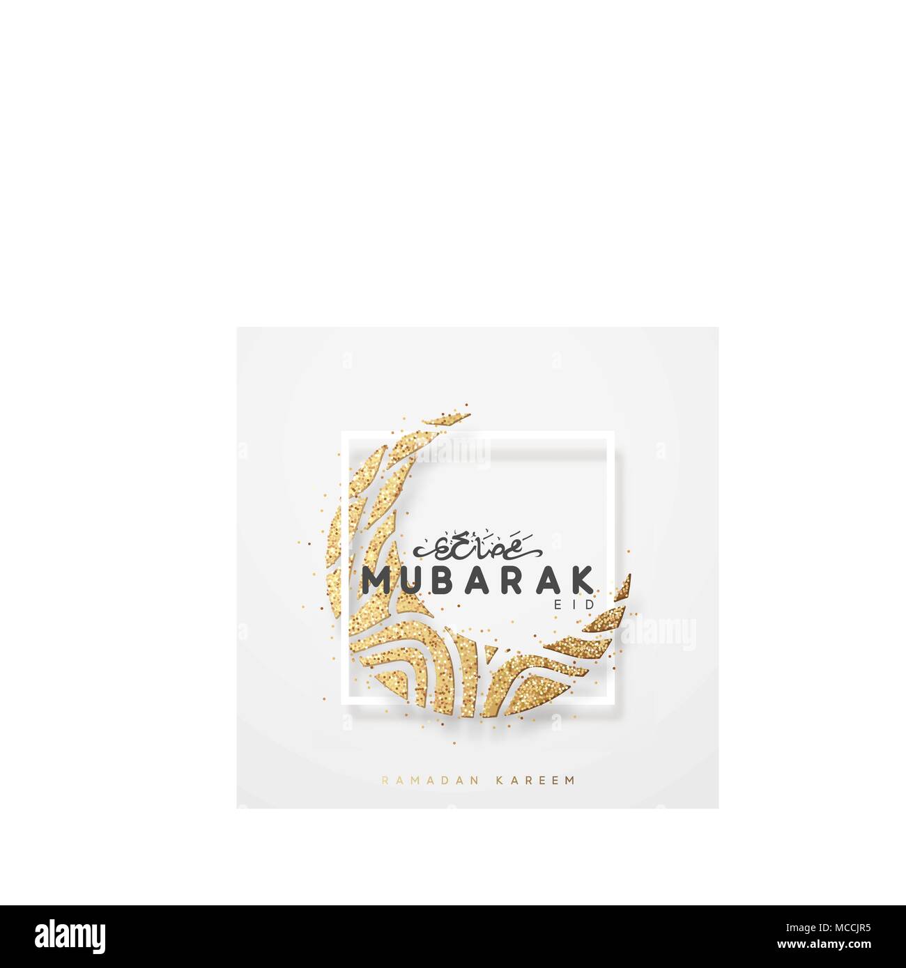 Eid mubarak biglietto di auguri con la calligrafia Araba Ramadan Kareem. Sfondo islamico la metà di un mese. Illustrazione Vettoriale