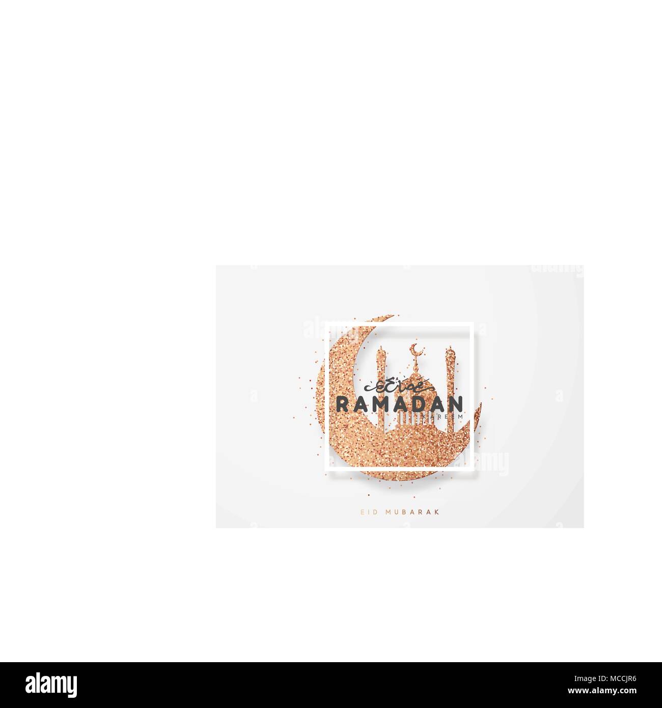 Il Ramadan greeting card con la calligrafia Araba Ramadan Kareem. Sfondo islamico la metà di un mese con moschee Illustrazione Vettoriale