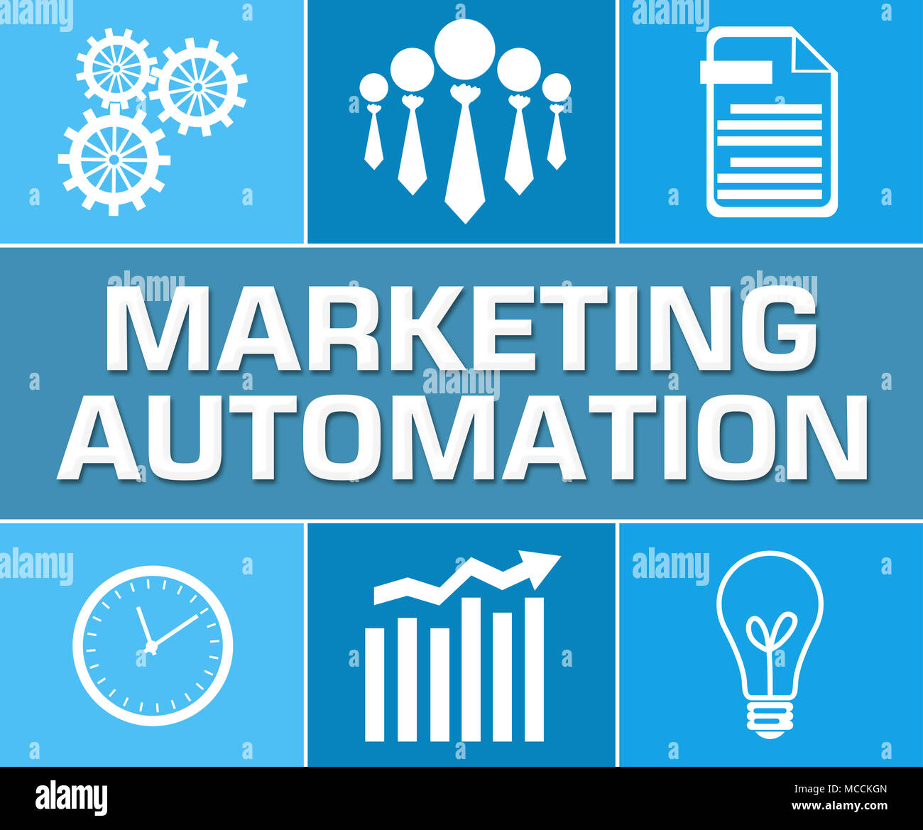 Automazione Marketing Business simbolo griglia blu Foto Stock