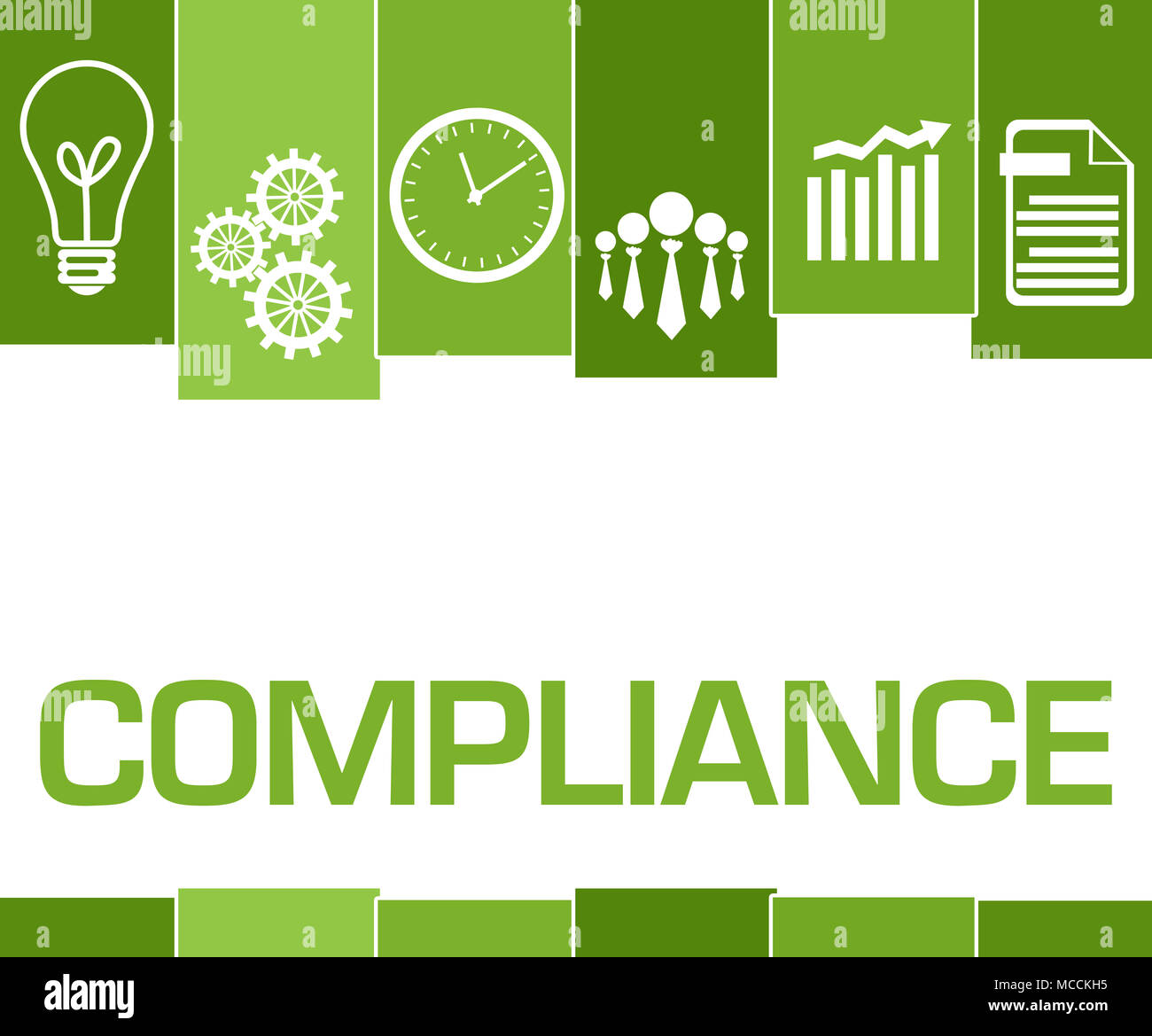 Conformità strisce verdi simboli Foto Stock