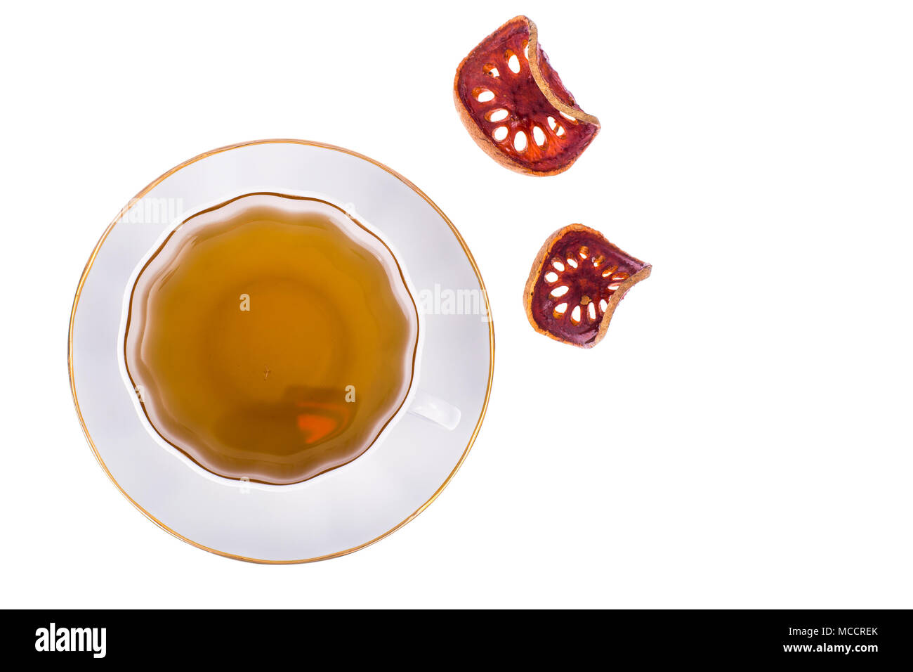 Il tè matum in tazza bianca. Foto Studio Foto Stock