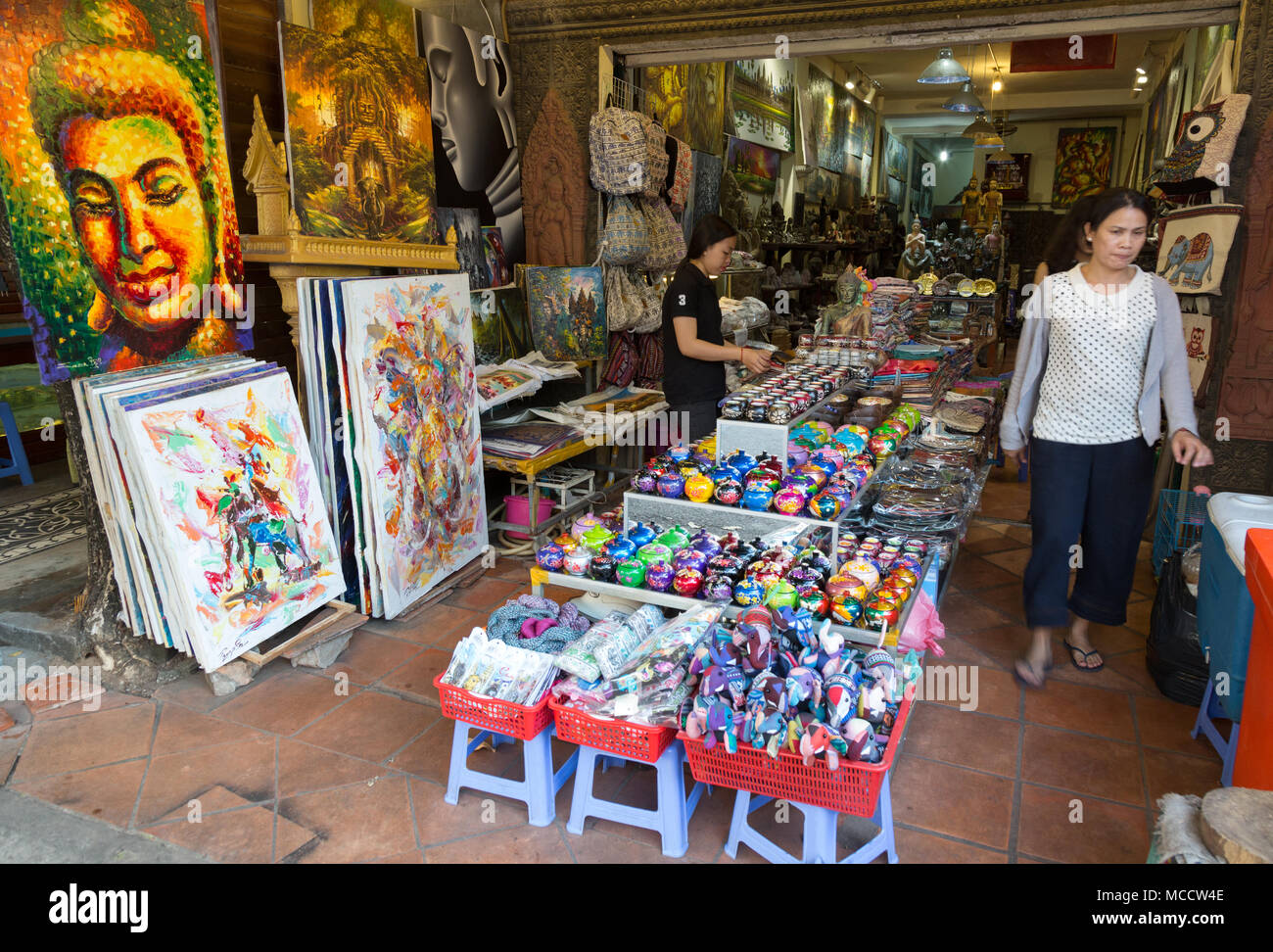 Siem Reap Cambogia - Mercato di stallo, la cittadina di Siem Reap, Cambogia Asia Foto Stock