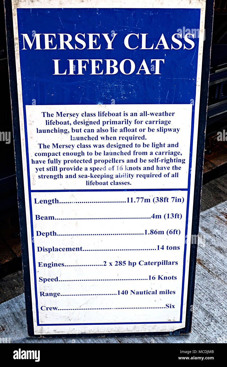 Mersey classe Life Boat Stats Foto Stock