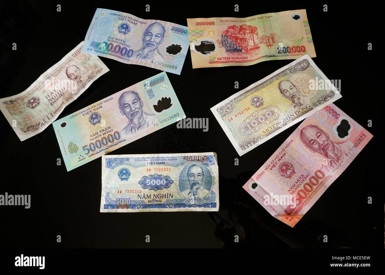 Ho Chi Minh il ritratto su Dong vietnamita denaro;; Saigon Vietnam; Foto Stock