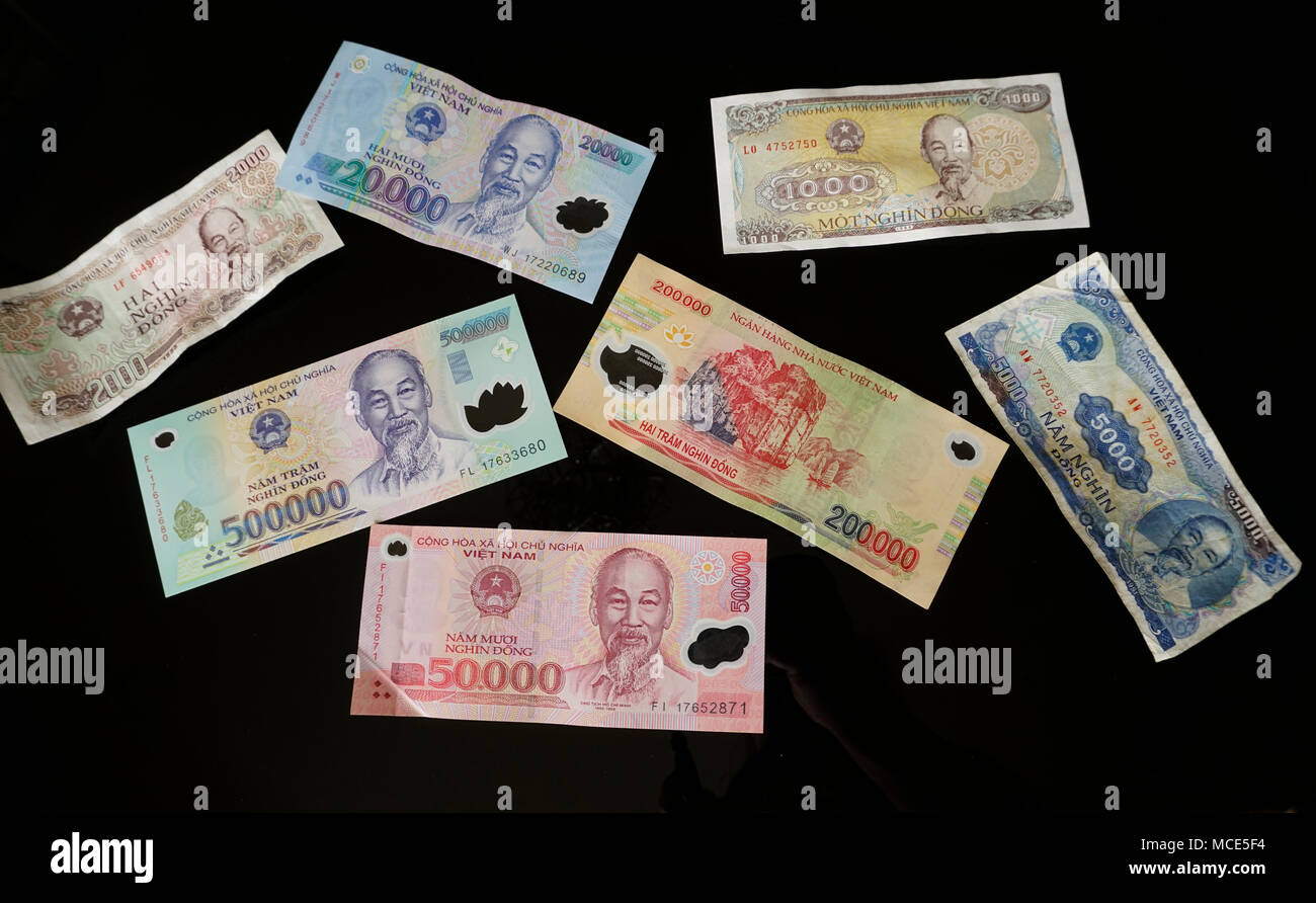 Ho Chi Minh il ritratto su Dong vietnamita denaro;; Saigon Vietnam; Foto Stock