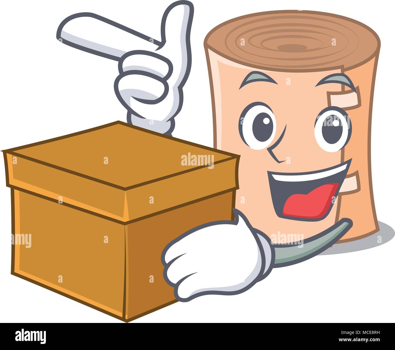 Con scatola di garze Personaggio fumetti illustrazione vettoriale Illustrazione Vettoriale