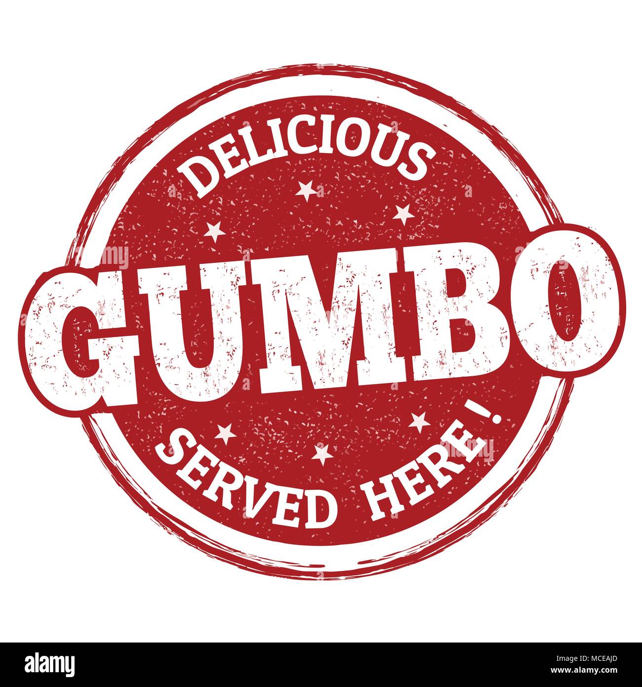 Gumbo deliziosi segno o timbro su sfondo bianco, illustrazione vettoriale Illustrazione Vettoriale