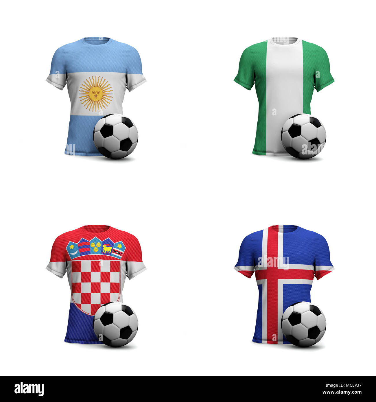 Il gruppo D del campionato mondiale squadre. 2018 torneo di calcio in  Russia. Magliette da calcio con bandiere nazionali e la sfera di calcio  Foto stock - Alamy