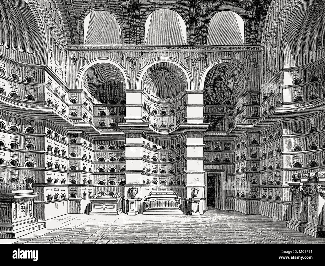 Un antico romano columbarium, Via Appia, Roma, Italia Foto Stock