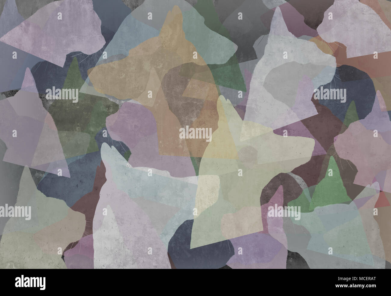 Abstract background pet come un gruppo di cane e di gatto elementi come un simbolo di veterinario in un 3D illustrazione dello stile. Foto Stock