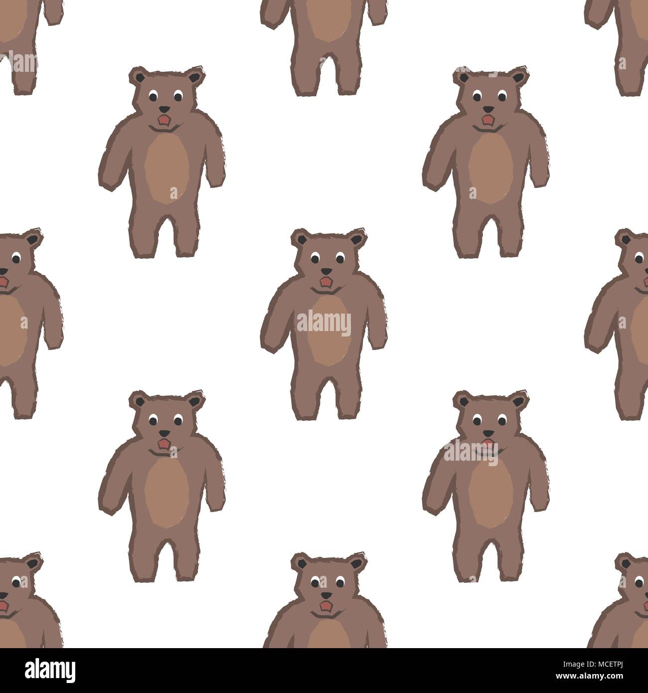 Seamless pattern infantile divertente con carattere di orso. Modello di ripetizione. Moda per bambini. Illustrazione Vettoriale Illustrazione Vettoriale