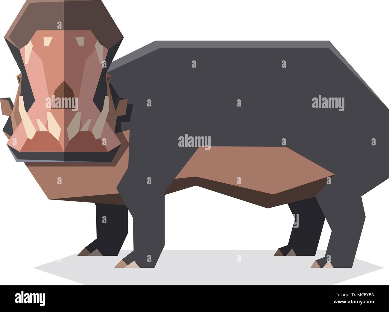 Immagine vettoriale della geometrica piana ippopotamo3 Illustrazione Vettoriale