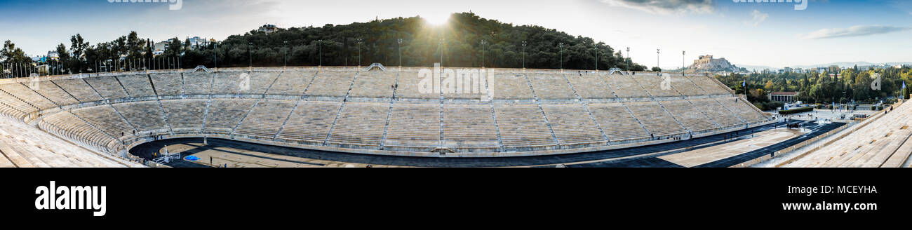 Campo da gioco a Panathinaiko Stadium. Atene, Grecia Foto Stock