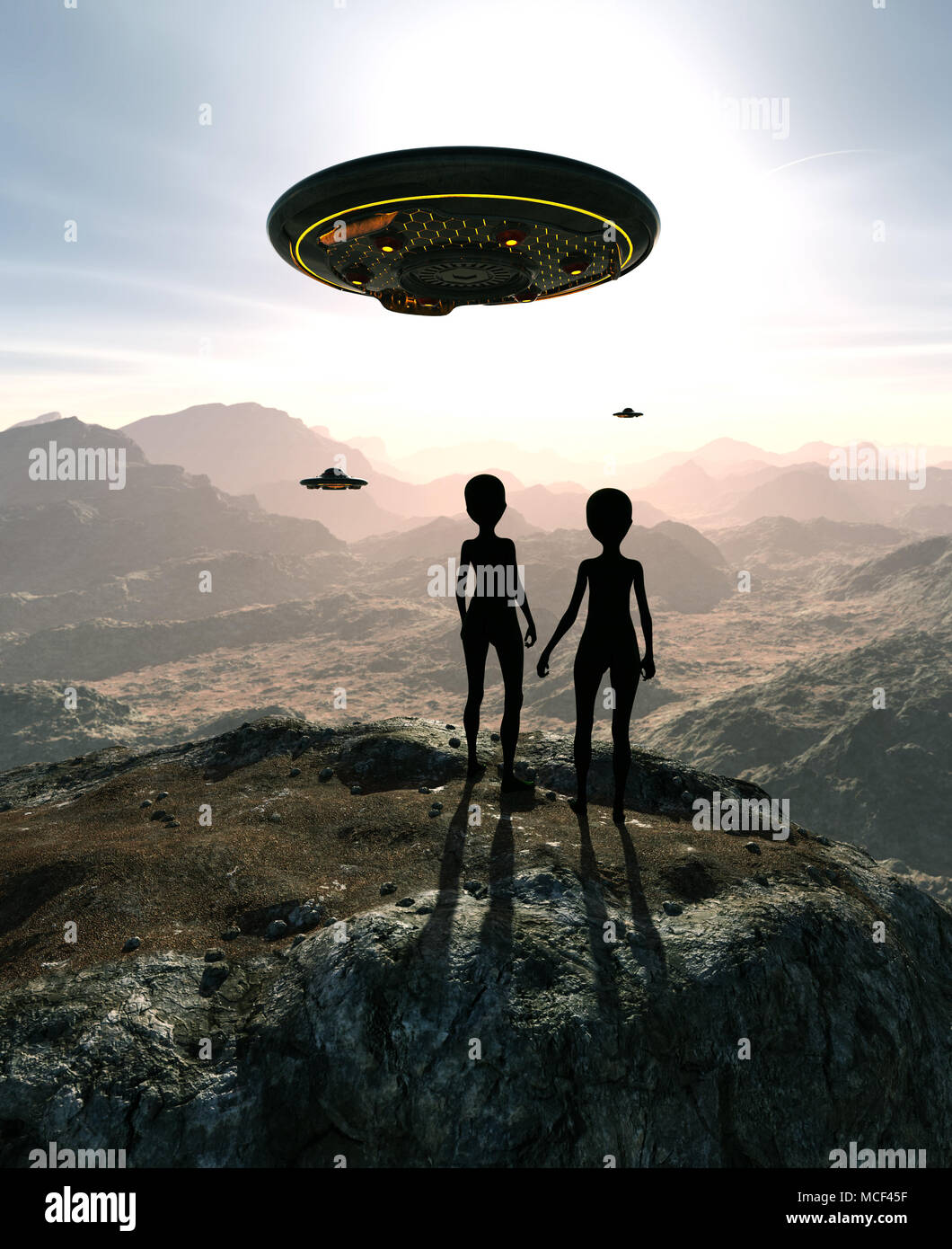 Un pianeta alieno,3d illustrazione di fantascienza sfondo concept Foto Stock