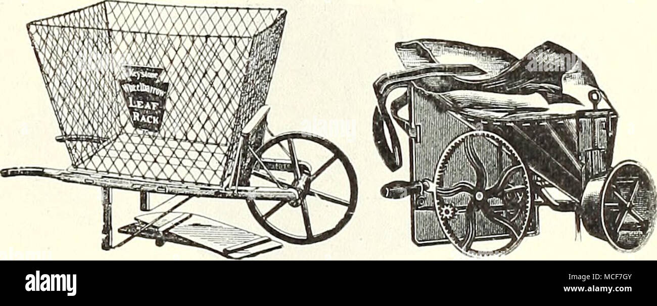 . Keystone Rack foglia attacco seminatrice Cahoon OO s anta rack. La foglia di Keystone rack può essere utilizzato su qualsiasi carriola con lati rimovibile. Realizzato in filo zincato imbullonato ad una base di legno, con una capacità di 10 bushel, è molto conveniente per la raccolta di foglie, erba tagliata e rifiuti. Il prezzo non è incluso il volante- barro^v •. • • • Impianto Prot"^cting panno. Per la protezione contro il gelo. Leggero, per cantiere, 11 cts.; medium, 15 cts.; pesanti nel pezzo completo, 2 cts. per cantiere navale di meno. Caldaie, acqua di zavorra. Un molto facile esecuzione di rullo. La particolarità di questo rullo è che esso può essere regolato a qualsiasi Foto Stock