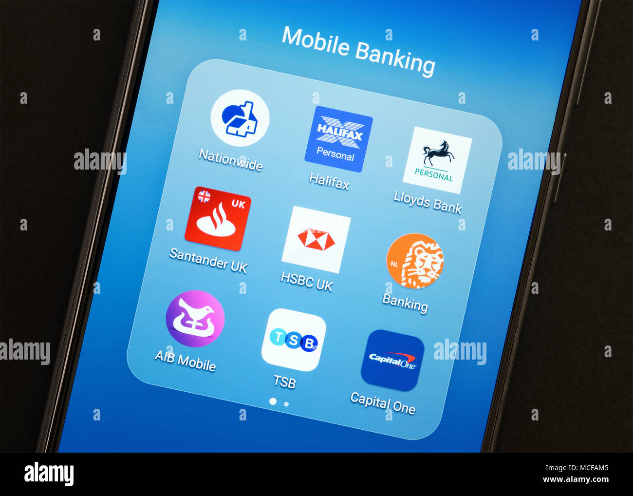 Applicazioni bancarie su uno Smartphone, REGNO UNITO Foto Stock