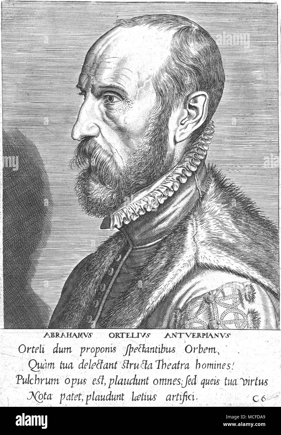ABRAHAM Ortelius (1527-1598) cartografo fiammingo. Foto Stock