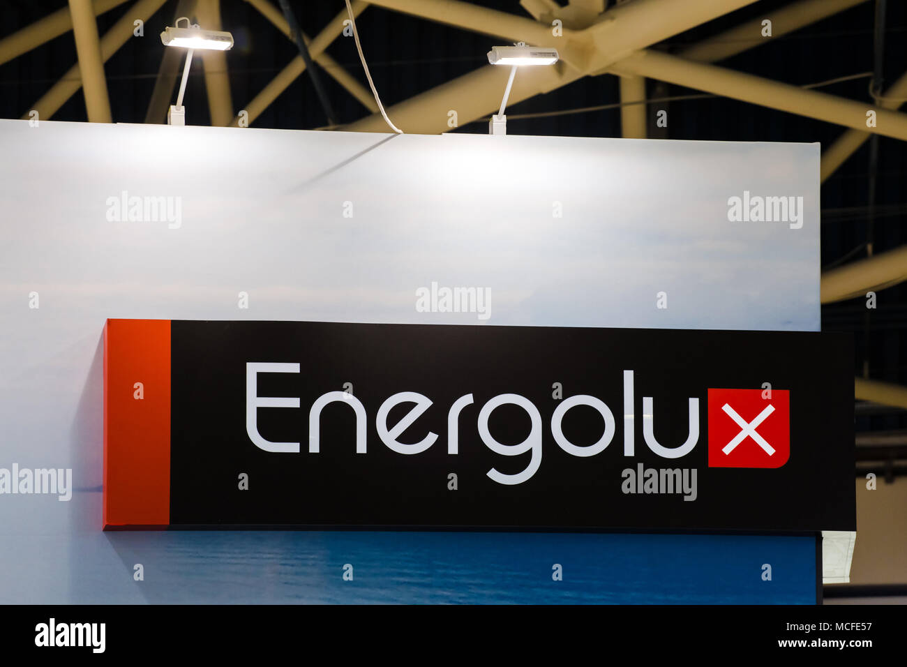 Energolux logo azienda segno sulla parete. Energolux è un Swiss Air produttore di condizione Foto Stock