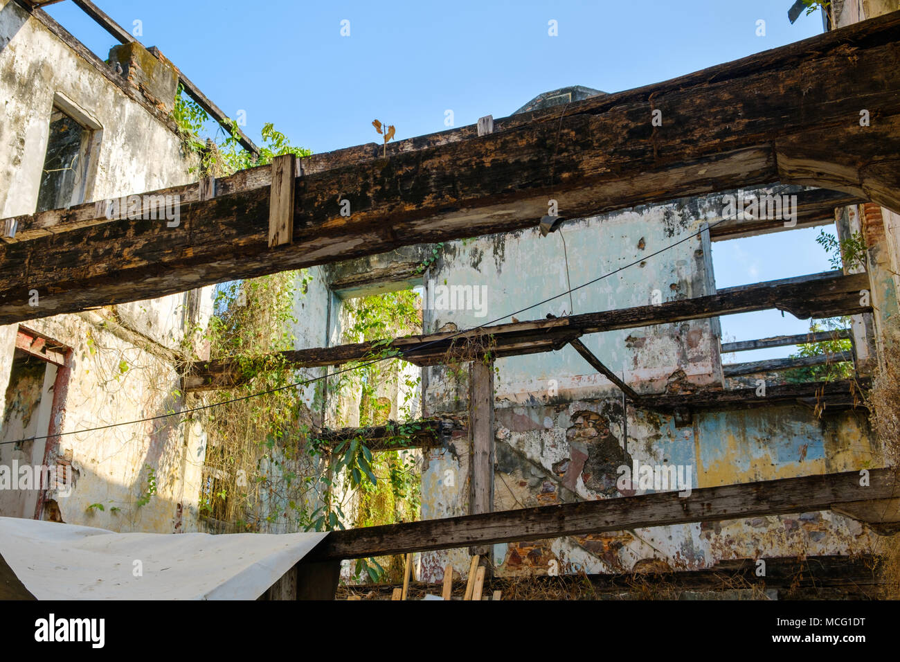 Edificio storico rovina , old town center (Casco Viejo) in Panama City - Foto Stock