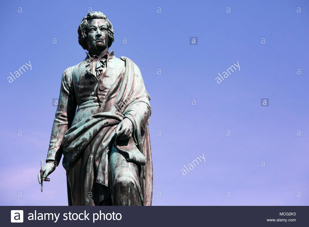 Una statua di Mozart a Salisburgo Foto Stock