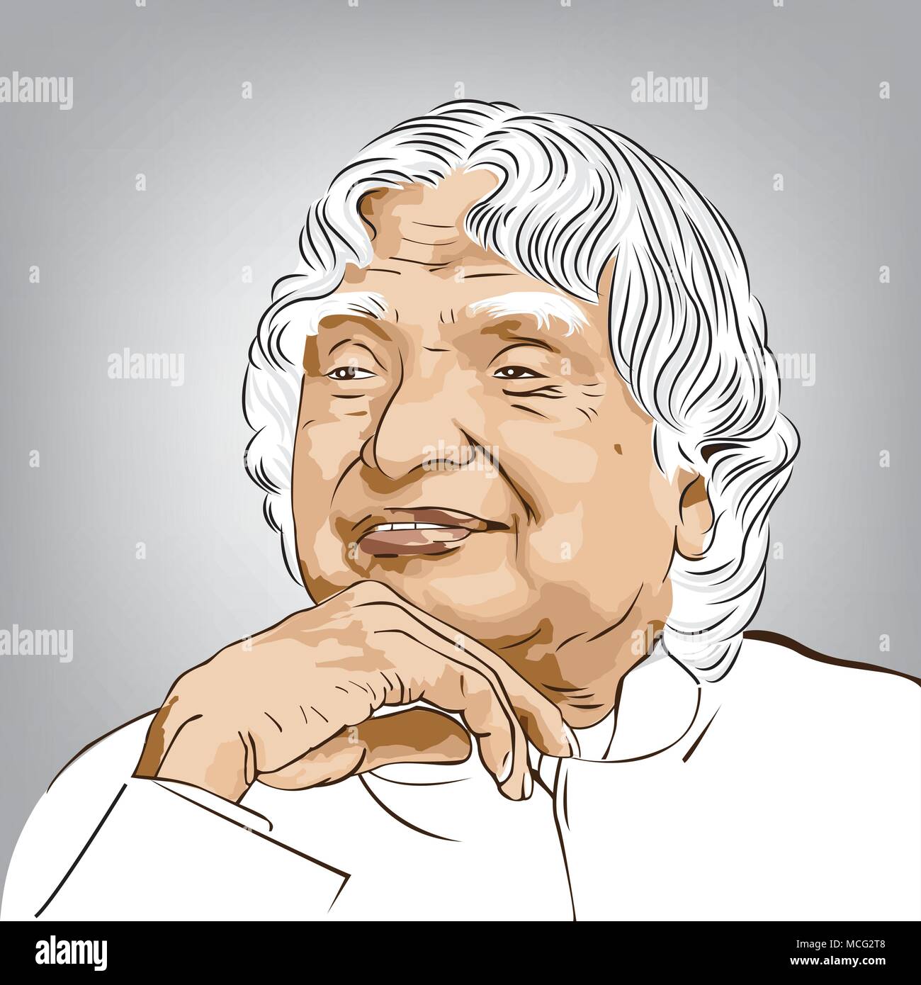A. P. J. Abdul Kalam(1931 - 2015) undicesimo presidente dell India,Ritratto di Kalam, Illustrazione Vettoriale
