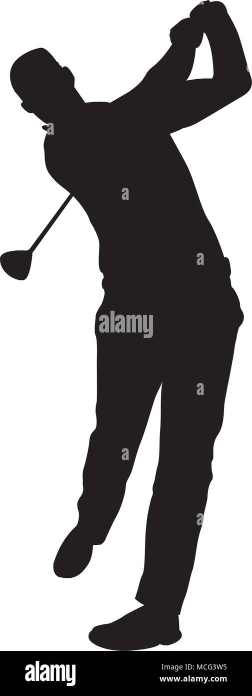Azione del giocatore di golf player. Il Golfer sagome vettoriali. Illustrazione Vettoriale