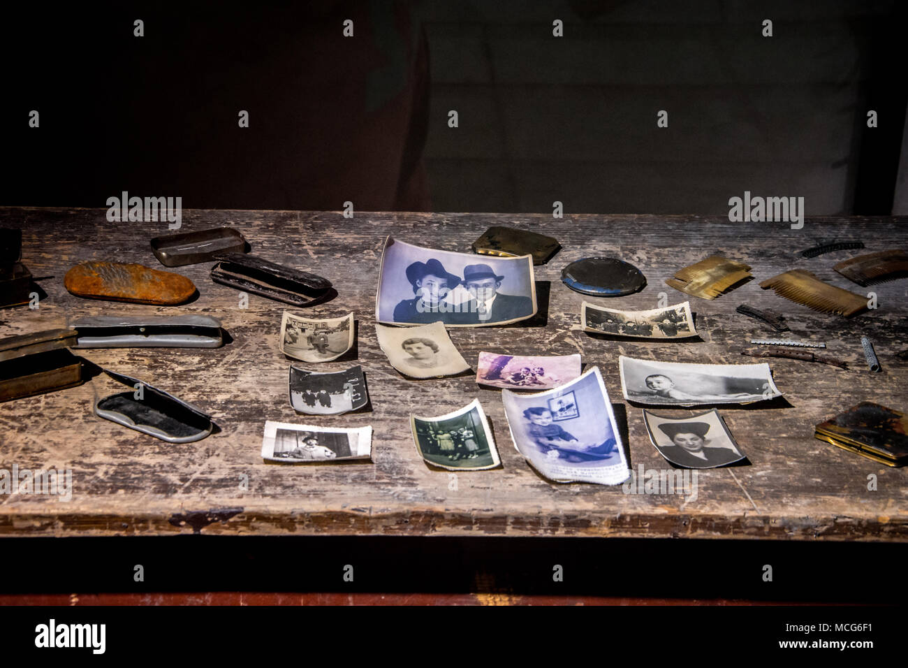 Le foto delle vittime del campo di concentramento di Auschwitz, Polonia Foto Stock