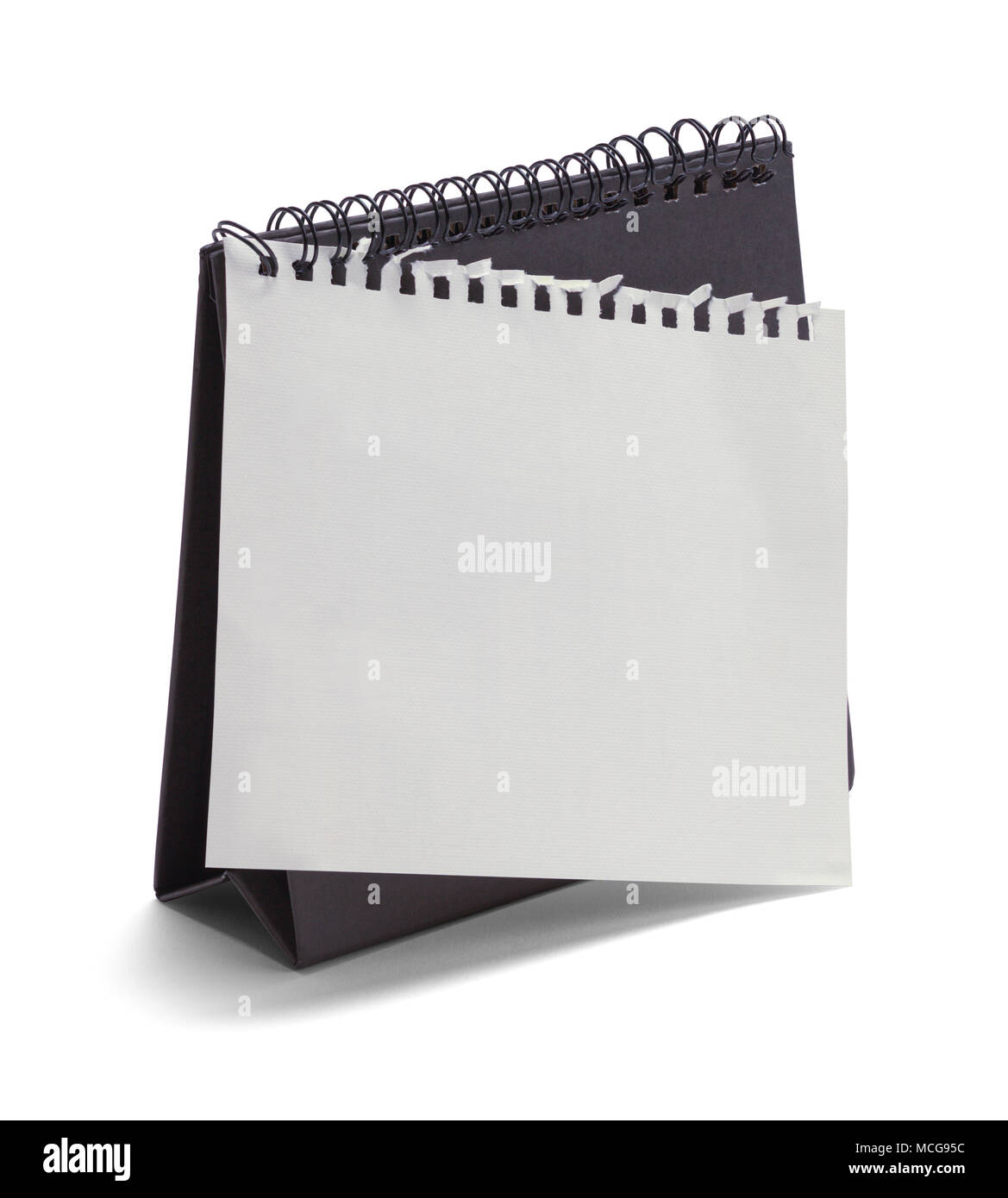 Tenda Calendario con strappato una pagina isolata su uno sfondo bianco. Foto Stock