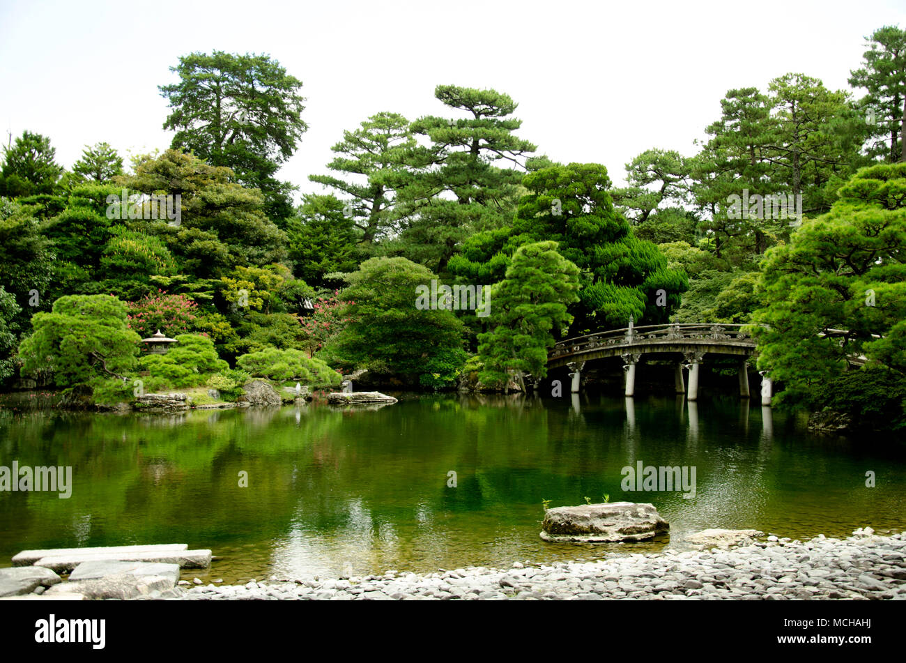 Giardino giapponese, il Palazzo Imperiale di Kyoto Foto Stock