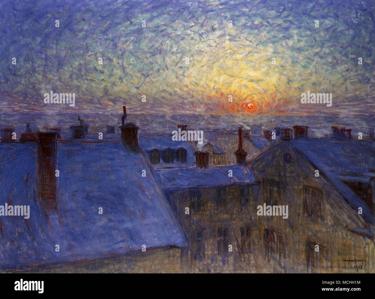 Sunrise sopra i tetti, Stoccolma Foto Stock