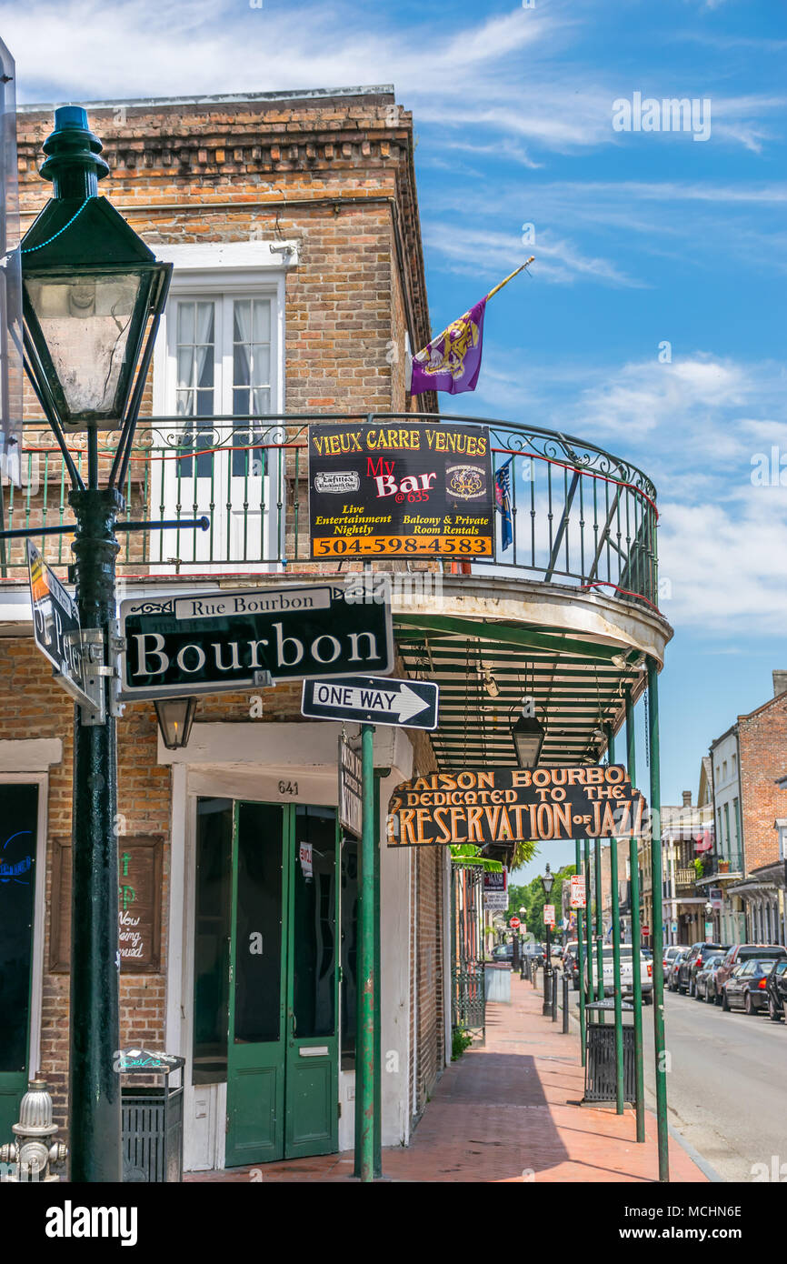 New Orleans French Quarter Bourbon Street Foto Stock