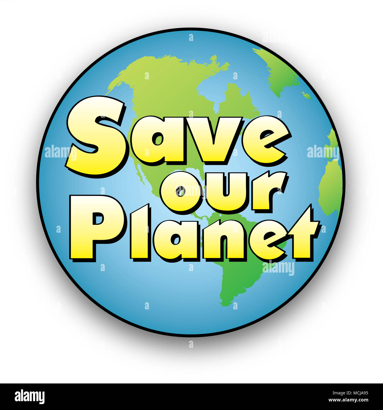 Salvare il nostro pianeta Logo con messa a terra Foto Stock