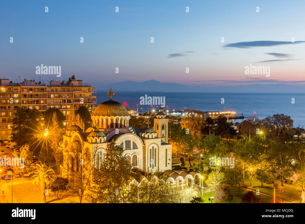 Salonicco, Grecia - 30 Marzo 2018: vista serale di Salonicco Foto Stock
