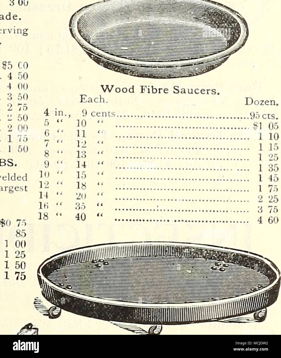. La Fibra di legno gabbie di laminazione per impianti pesanti. lombo pentola così 60 " 70 " 90 " 1 00 " 1 10 " 1 35 pentole di sementi. La lampadina o Lily Pan. Legno Cesto di orchidee. STANDARD DI FIORIERE.-pieno all'interno di misurazione, altezza e larghezza. Sei alla dozzina di aliquote; 60 a 100 tariffe ; 500 a 1000 tariffe dimensioni. Dozzina. Se in |U 06. 2 3 3 i 4 4 07 08.. 09.. 11.. 14.. 18 . Pot Stauds o piattini $0 44... 50... 56... 69... 88... 1 06... 1 38... lllOO. $3 46 . 3 96 . 4 45 . 5 45 . 6 93 . 8 41 .10 89 dimensioni. 4^, 4i " 5 " 5J " 6 " 6^ " . 7 " . Ciascuna. Dozzina. $0 '.io. 24. ICO. il 56. .. 5 .... Foto Stock