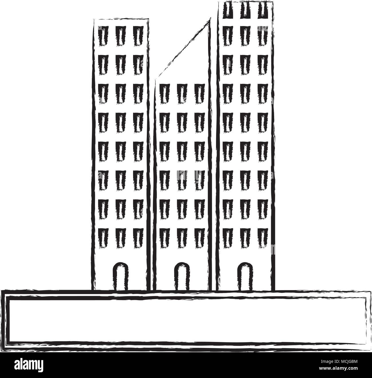 Schizzo del grattacielo di Paseo de la Reforma su sfondo bianco, illustrazione vettoriale Illustrazione Vettoriale