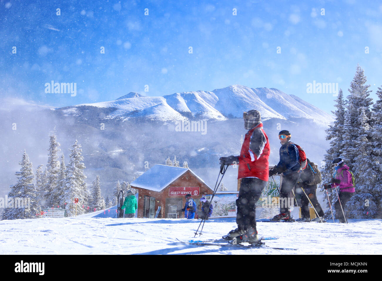 In discesa sci alpino in Colorado a Breckenridge ski resort Foto Stock