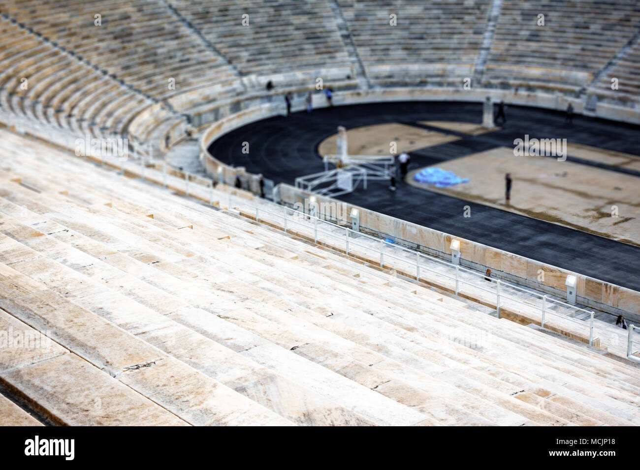 Angolo di Alta Vista Panathinaiko Stadium sedili, Atene, Grecia, Europa Foto Stock