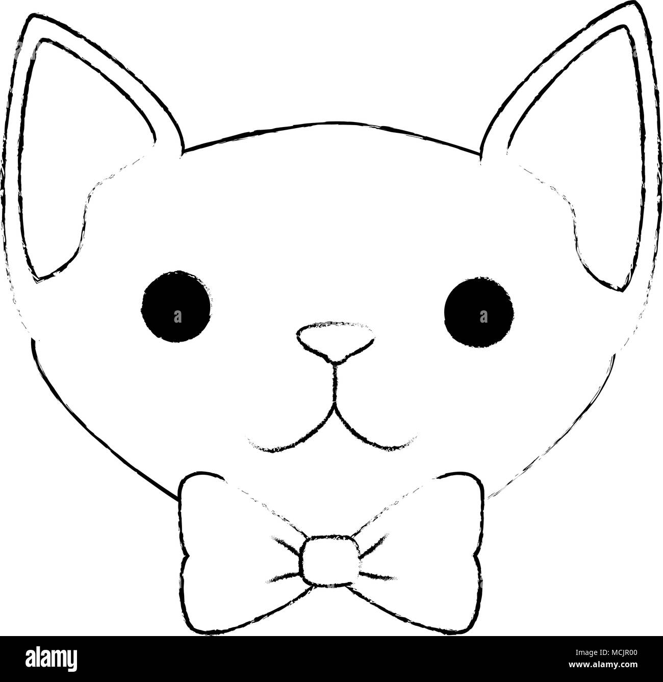 Cute cat mascotte carattere di testa Illustrazione Vettoriale