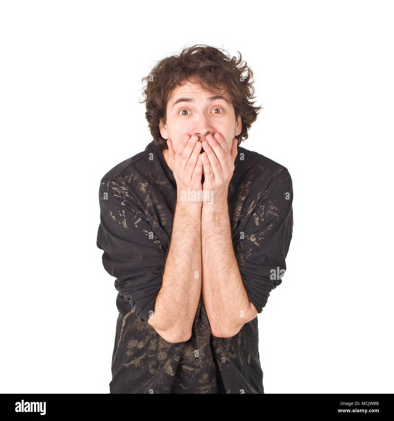 Kinky uomo chiudendo il suo mouse Foto Stock