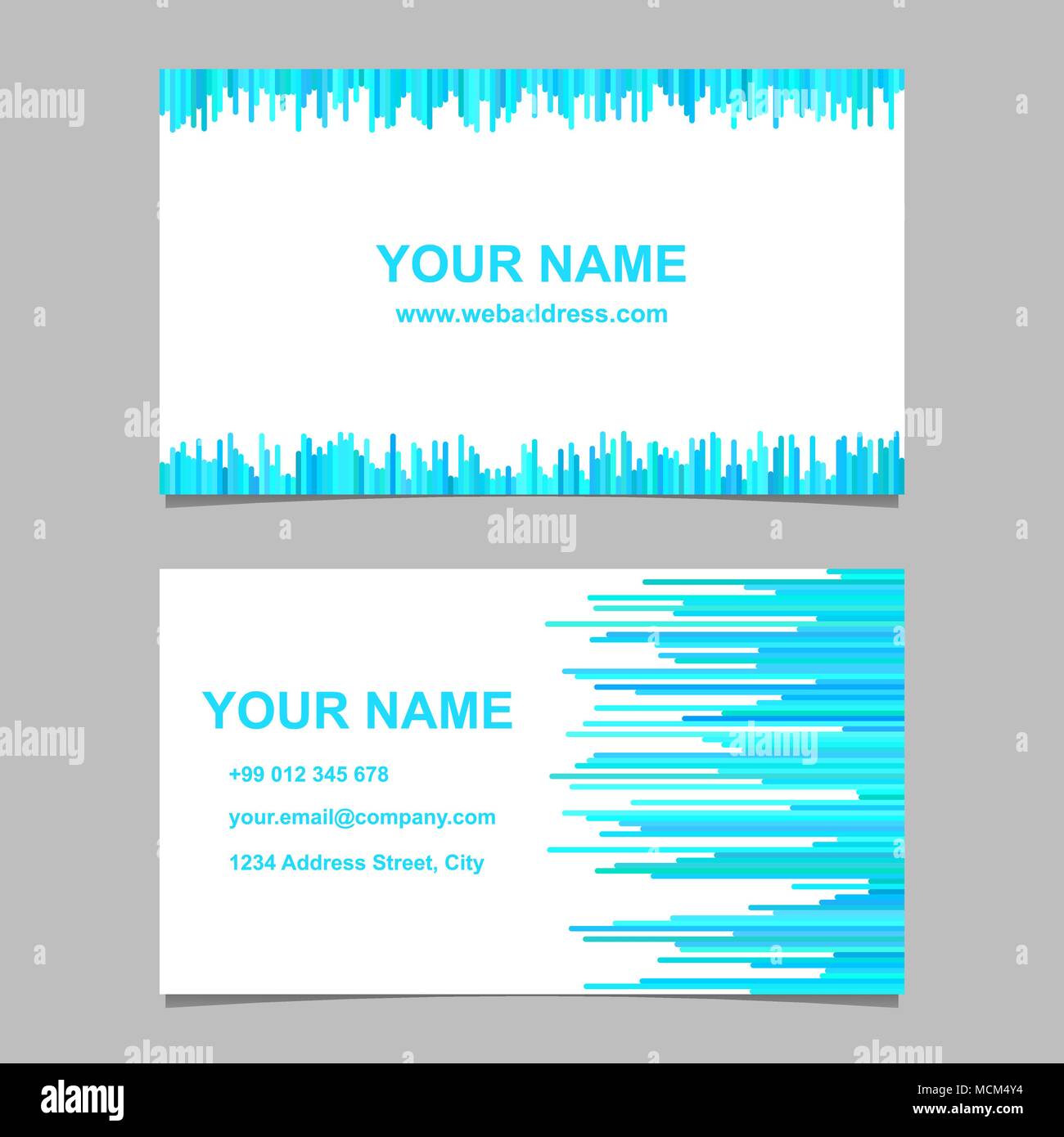 Business card template design set - vettore Nome scheda grafica con strisce arrotondati su sfondo bianco Illustrazione Vettoriale