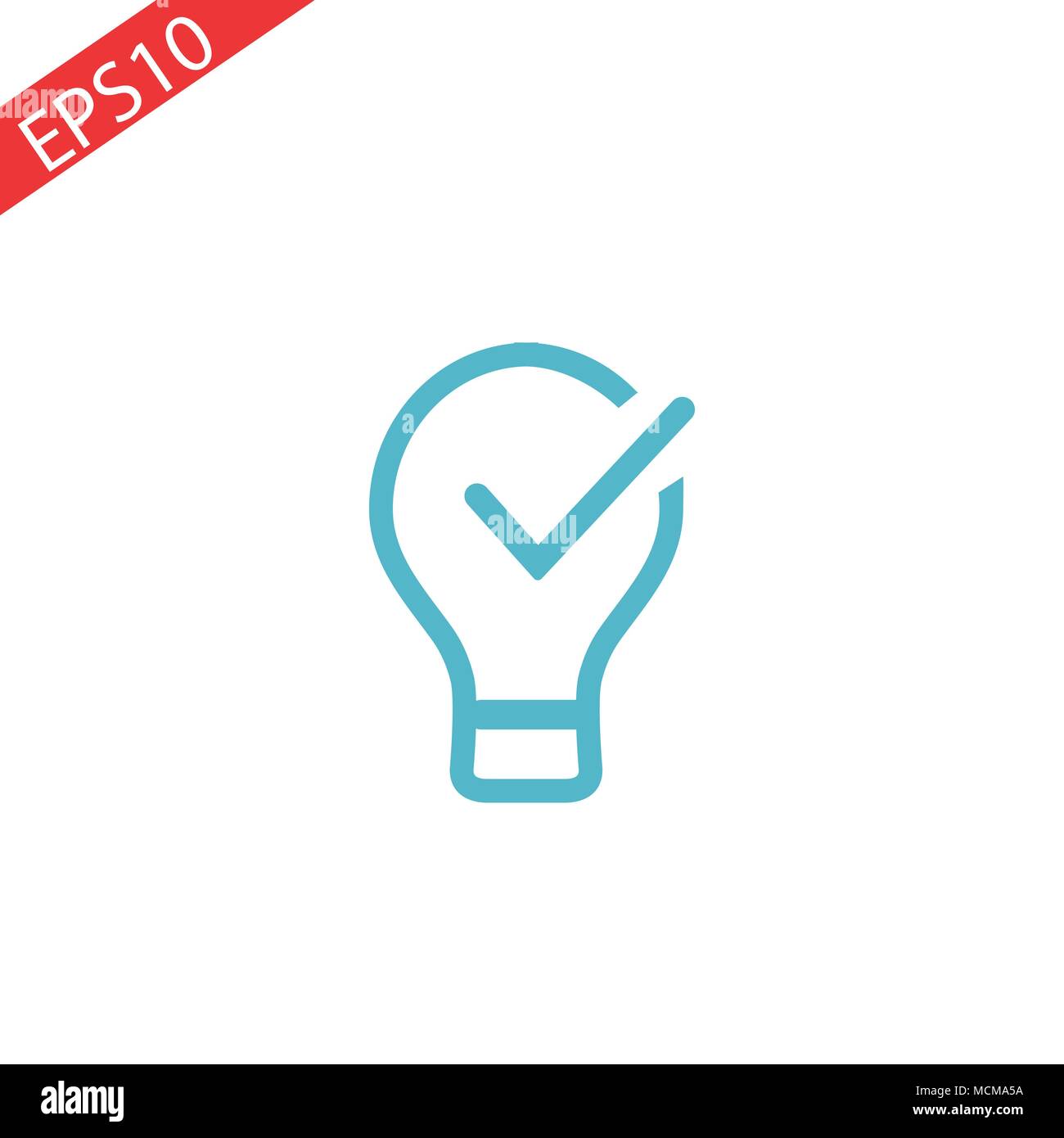 Lampadina, icona del segno di spunta vettore modello di Logo Illustrazione Vettoriale